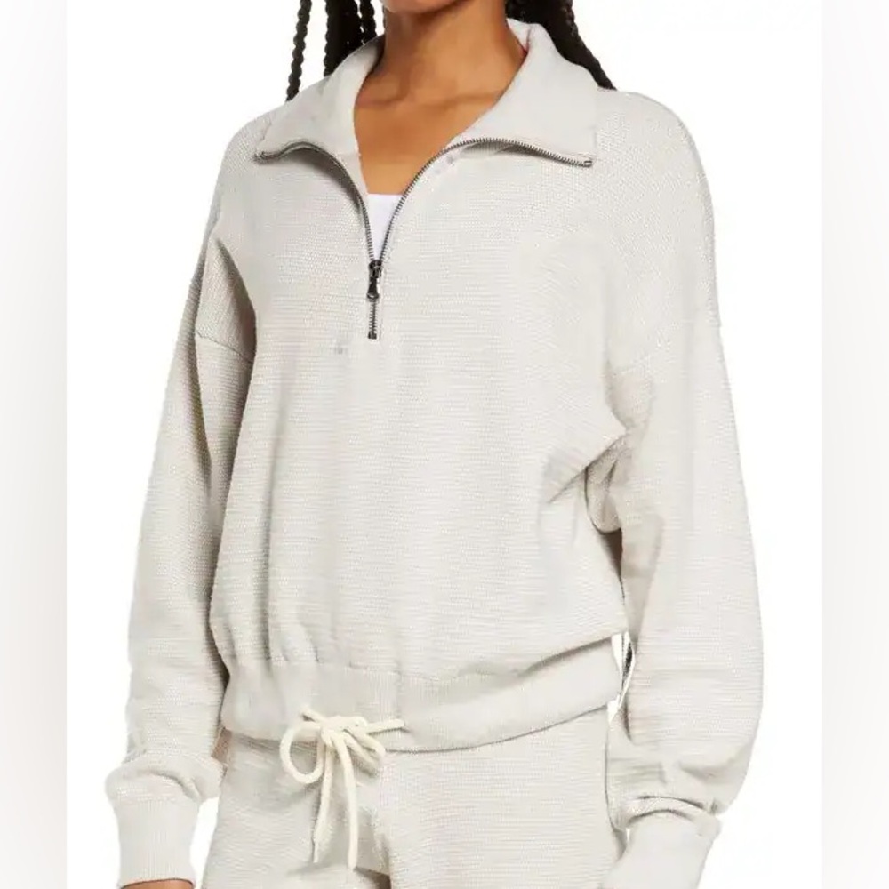 Varley Birmingham Cozy 100% Cotton Quarter-Zip Knit Sweatshirt